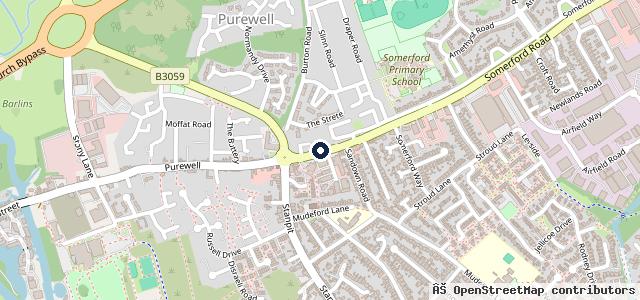 Map showing the location of Christchurch Garage