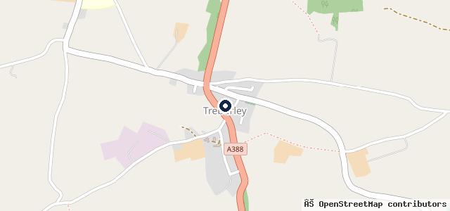 Map showing the location of Treburley Garage