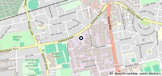 Map showing the location of Halfords Autocentre Croydon (Stafford Rd)