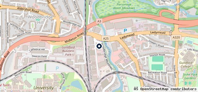 Map showing the location of Porsche Centre Guildford