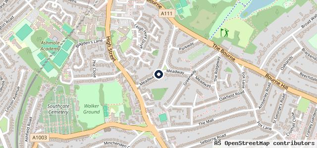 Map showing the location of Meadway Garages