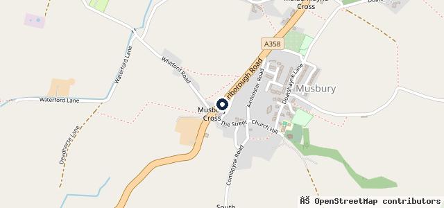 Map showing the location of Musbury Garage