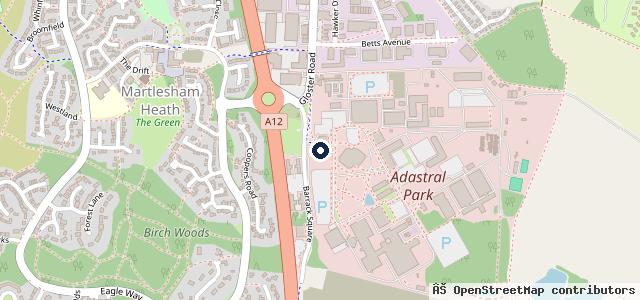 Map showing the location of Adastral Park