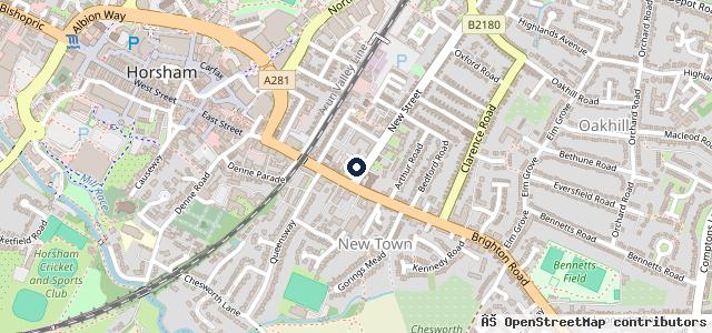 Map showing the location of New Street Garage