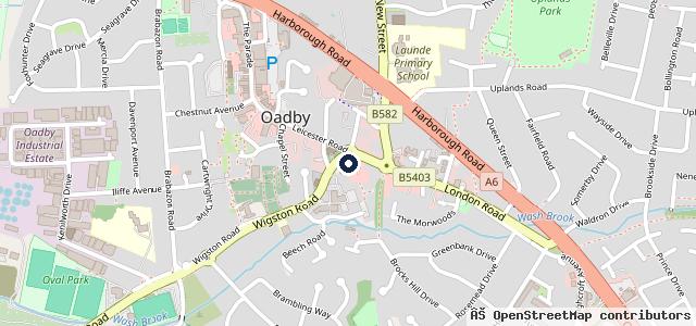 Map showing the location of Oadby Central Garage