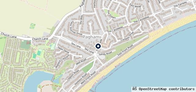 Map showing the location of Pagham Service Station