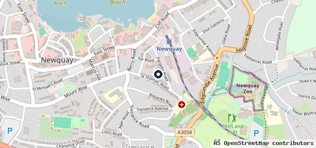 Map showing the location of Newquay M O T Testing Station
