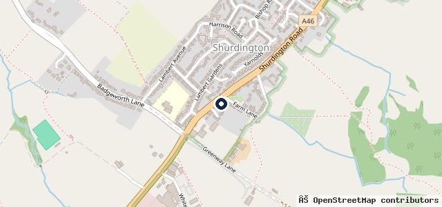 Map showing the location of Shurdington Garage