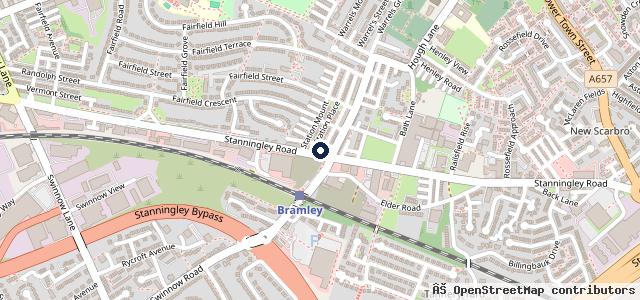 Map showing the location of Station Garage Bramley