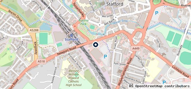 Map showing the location of Stoneacre Stafford Newport Road