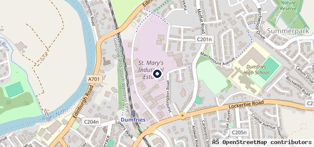 Map showing the location of Dumfries Tyres and Autocare