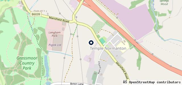 Map showing the location of Temple Normanton Testing Centre