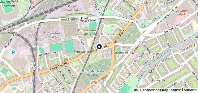 Map showing the location of Tynecastle Garage