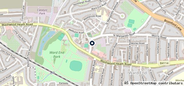 Map showing the location of Ward End Mot Centre