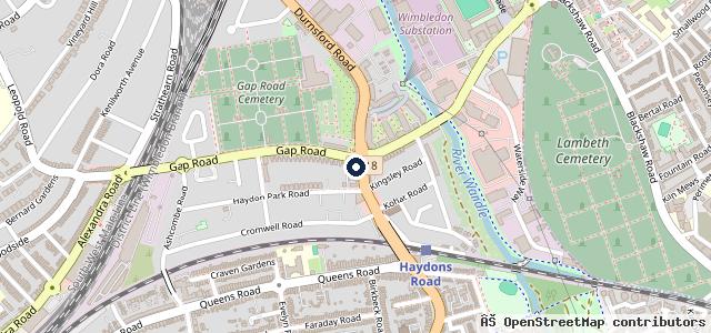 Map showing the location of Wimbledon Garages