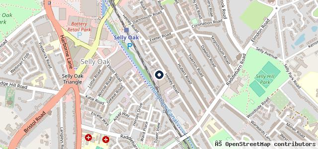 Map showing the location of Harborne Garage