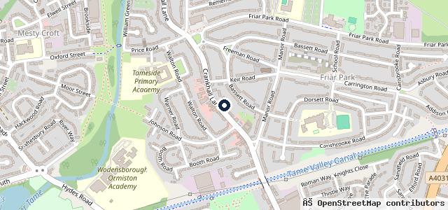 Map showing the location of Crankhall lane service station