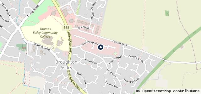 Map showing the location of Broughton Astley MOT Centre