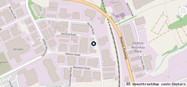 Map showing the location of Brunel Motors Corby, Tyres & MOT Centre