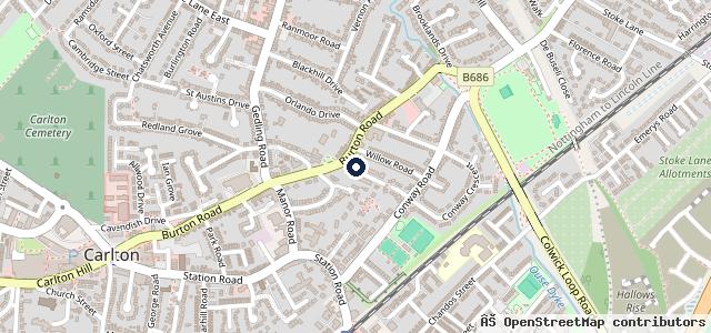 Map showing the location of Nottingham Tuning & Repair Centre