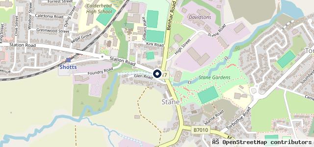 Map showing the location of Calderside Garage