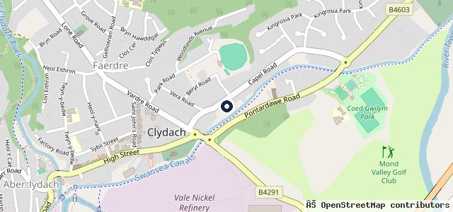 Map showing the location of Clydach MOT Centre