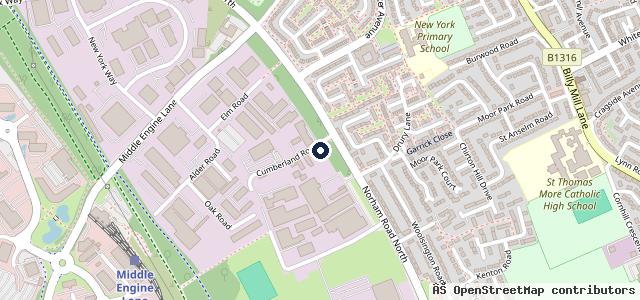Map showing the location of Norham Garage