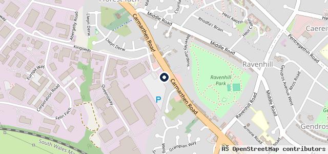 Map showing the location of Martins Garage