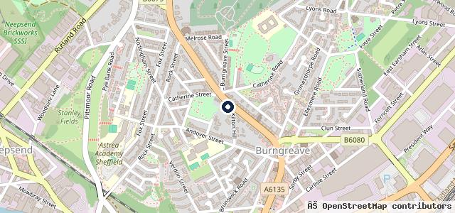 Map showing the location of Burngreave Hand Car Wash