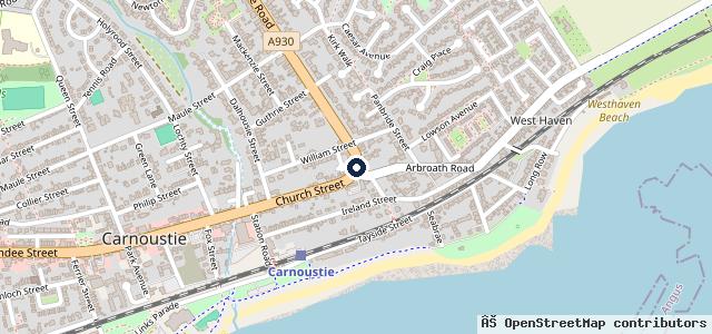 Map showing the location of Carnoustie Tyres and MOT's Ltd