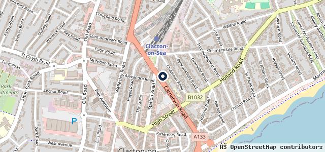 Map showing the location of Clacton Tyre and Service Centre LTD