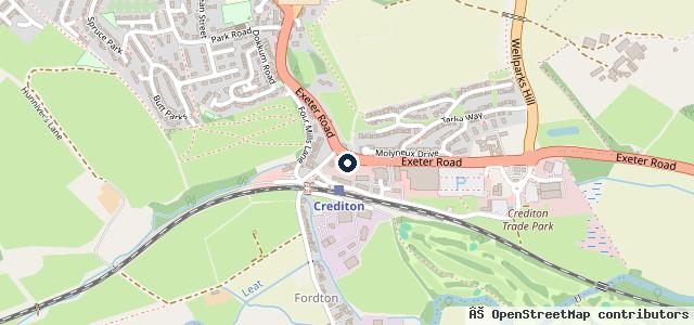 Map showing the location of Crediton Car & MOT Centre