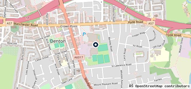 Map showing the location of Crown Point Motor Company – Denton, Manchester