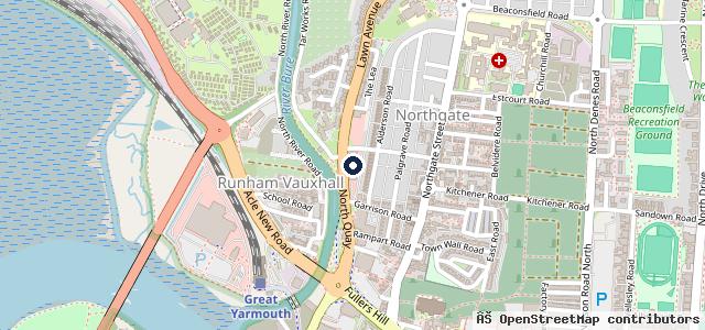Map showing the location of Desira Nissan and Geely Great Yarmouth