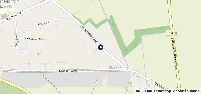 Map showing the location of Midgeland Road Garage