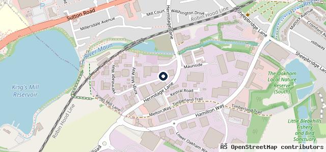 Map showing the location of HiQ Tyres & Autocare Mansfield