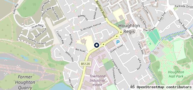 Map showing the location of Georgina MOT & Service Station (located behind the fuel station)