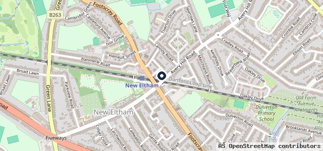 Map showing the location of Eltham test centre | London