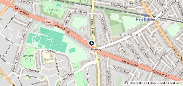 Map showing the location of Fiveways Mot Service Centre