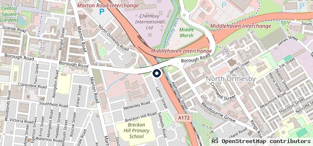 Map showing the location of Flyover Garage First Stop