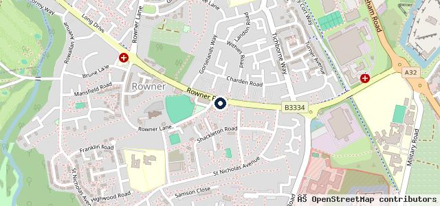 Map showing the location of Gosport MOT Centre