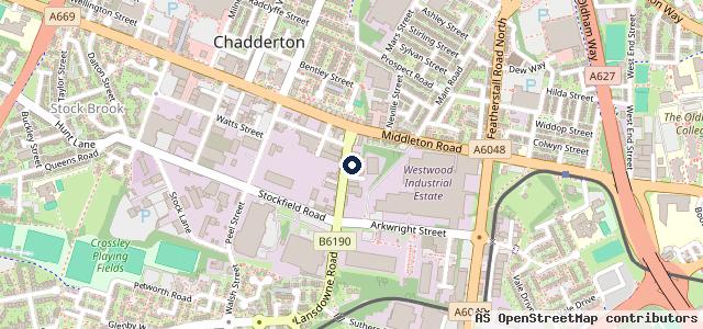 Map showing the location of Lansdowne Motors Oldham