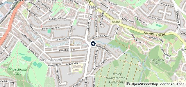 Map showing the location of Meersbrook Service Station