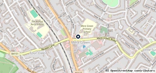 Map showing the location of Mere Green Service Station Ltd