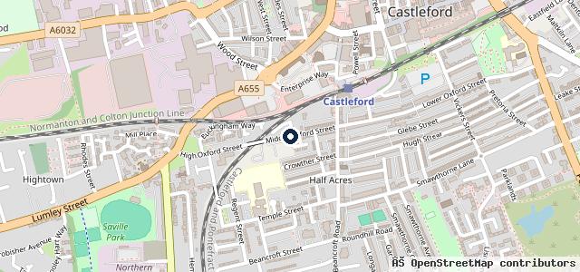 Map showing the location of Northern Accident Repair Castleford