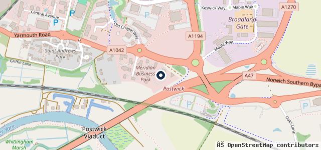Map showing the location of Norwich Audi