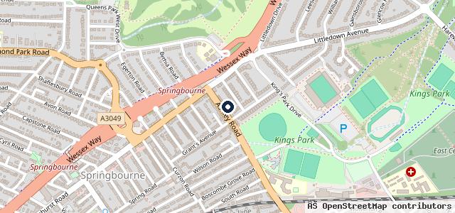Map showing the location of Queens Park Garage