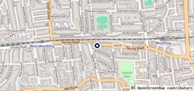 Map showing the location of Setyres Worthing