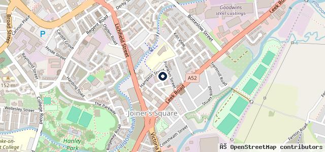Map showing the location of Staffs Test Centre