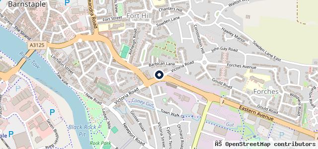 Map showing the location of Taw Motor Centre